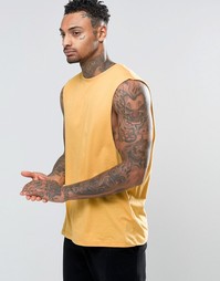 Желтая футболка без рукавов с углубленной проймой ASOS - Желтый