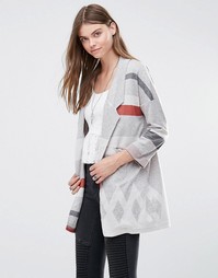 Плотное пальто‑кардиган с разноцветными полосками Only - Серый