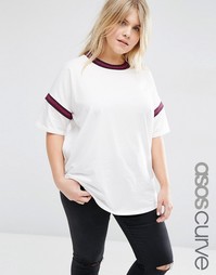 Футболка в блестящую полоску ASOS CURVE - Кремовый