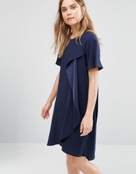 Асимметричное платье с драпировкой BCBG Max Azria - Темно-синий