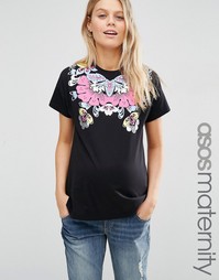 Футболка для беременных с принтом цвета металлик ASOS Maternity