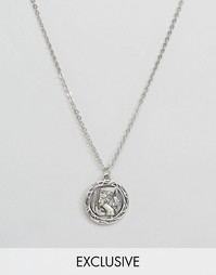 Ожерелье с подвеской-монеткой Reclaimed Vintage - Серебряный
