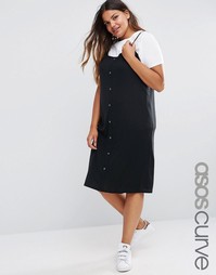 ASOS CURVE Cami Midi Dress with Button Front - Черный