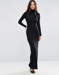 Облегающее платье макси с воротником поло ASOS - Черный