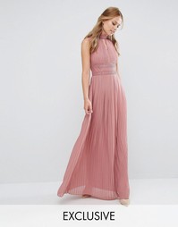 Платье макси с плиссировкой и кружевной отделкой TFNC WEDDING