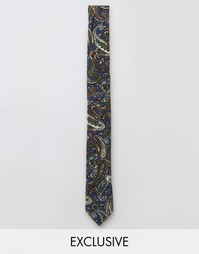 Узкий галстук с принтом пейсли Reclaimed Vintage - Темно-синий