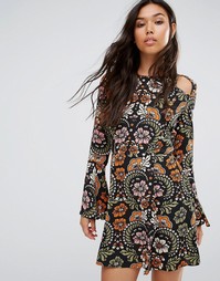 Boohoo Floral Cold Shoulder Dress - Мульти