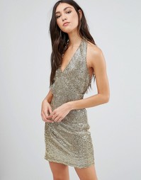 Платье-футляр с лямкой через шею Glamorous - Золотой