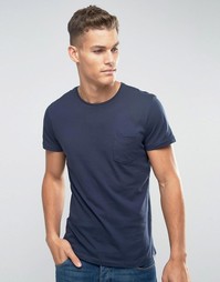 Футболка с круглым вырезом и карманом Jack and Jones - Темно-синий