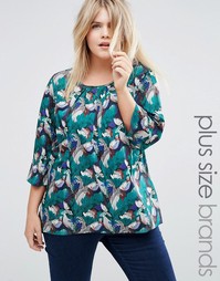 Блузка с принтом Junarose Plus - Синий разноцветный