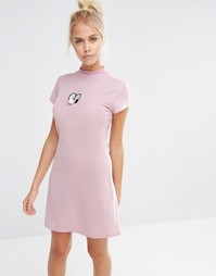 Платье мини с высокой горловиной Lazy Oaf - Розовый