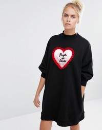 Платье-футболка с надписью People Are Idiots в сердце Lazy Oaf