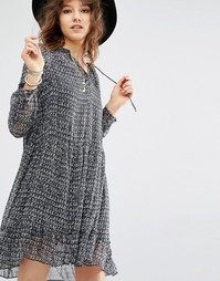 Maison Scotch Mini Length Sheer Dress With Peplum - Серый
