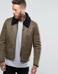 Искусственная дубленка цвета хаки ASOS - Хаки