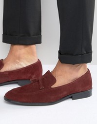 Бордовые замшевые лоферы с кисточками ASOS - Burgundy