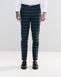 Брюки скинни в клетку тартан ASOS - Темно-синий