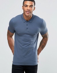 Синее трикотажное поло ASOS - Washed af blue