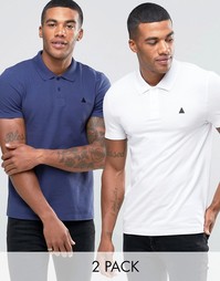 Набор из 2 эластичных поло белого и синего цвета ASOS, СКИДКА 21%