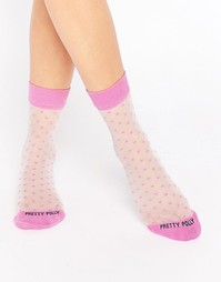 Прозрачные носки в горошек Pretty Polly - Розовый
