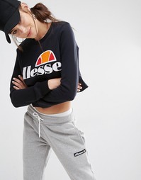 Укороченный oversize-свитшот с круглым вырезом и логотипом Ellesse