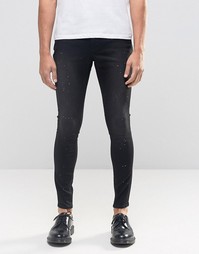 Черные потертые джинсы с напылением Cheap Monday - Done black