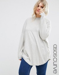 Туника из кашемира с высоким воротом ASOS CURVE - Серый меланж