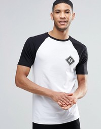 Облегающая футболка с рукавами реглан и монохромным принтом ASOS