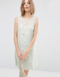 ASOS PREMIUM Sleeveless Dress with Embroidery - Мятный