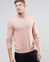 ASOS Cotton Roll Neck Jumper in Pink - Розовый