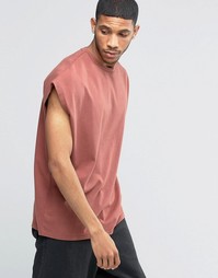 Красная oversize-футболка из плотного трикотажа с декоративной строчко Asos