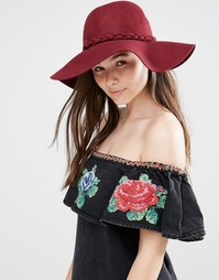 Шляпа с широкими полями в стиле 70-х Alice Hannah - Кремовый