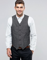 ASOS Skinny Waistcoat With Pockets In Grey - Серый