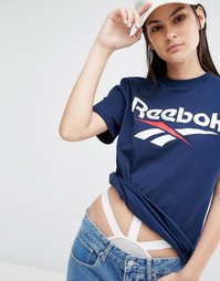 Темно-синяя классическая футболка Reebok Vector - Синий