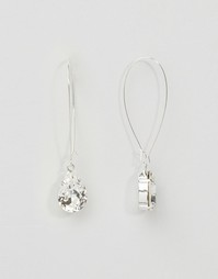 Krystal Swarovski Crystal Pear Drop On Long Earwire Earring - Crystal
