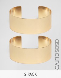 2 браслета-манжета в минималистском стиле ASOS CURVE - Золотой