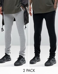 2 пары трикотажных джоггеров (черные/серые меланжевые) ASOS - СКИДКА 2