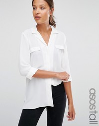 Однотонная блузка в пижамном стиле с карманом ASOS TALL