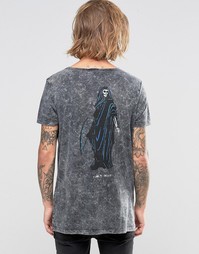 Oversize-футболка с эффектом кислотной стирки и принтом ASOS