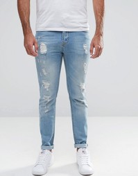 Рваные облегающие джинсы Hoxton Denim - Синий