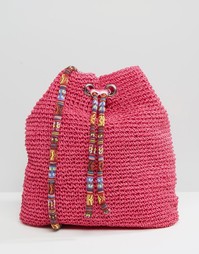 Мешковатая соломенная сумка на плечо South Beach - Розовый