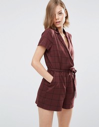 Ромпер в клетку ASOS - Burgundy