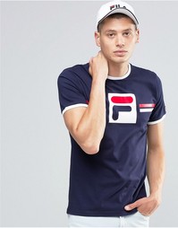 Футболка с крупным фирменным логотипом Fila Vintage - Темно-синий