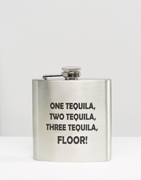 Плоская фляжка Tequila - Серебряный Gifts