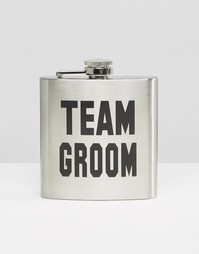 Плоская фляжка Team Groom - Серебряный Gifts
