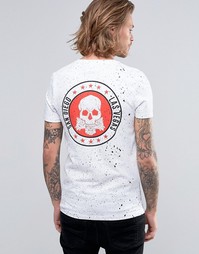 Удлиненная облегающая футболка с принтом на спине ASOS - Белый