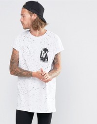 Oversize-футболка с принтом брызг и надписью LA на груди ASOS - Белый