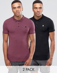 ASOS 2 Pack Muscle Polo Shirt In Conker And Black - Мульти