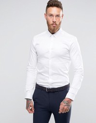 ASOS Skinny Shirt In Sateen With Long Sleeves - Белый