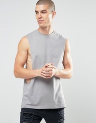 Серая футболка без рукавов с низкими проймами ASOS - Серый