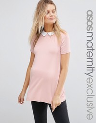 Топ для беременных с контрастным фигурным воротником ASOS Maternity